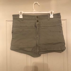 High Waisted Green Shorts